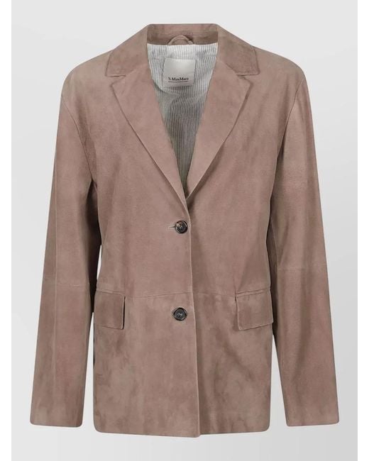 Max Mara Brown Tailored Jacket Long Sleeves Notched Lapels