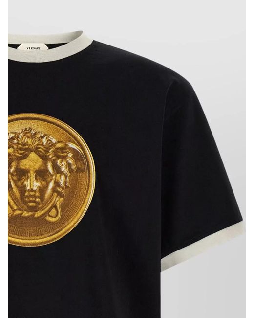 Versace Black Medusa Coin Short Sleeve Crew Neck Shirt for men