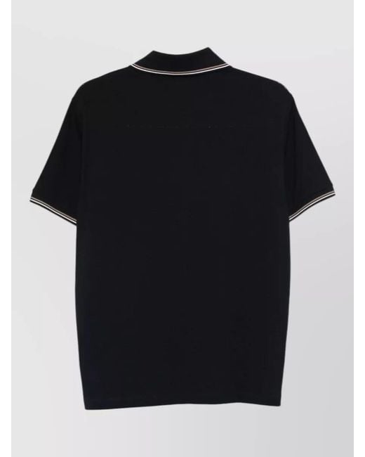 Emporio Armani Black Polo Shirt Logo Detail Contrast Collar for men