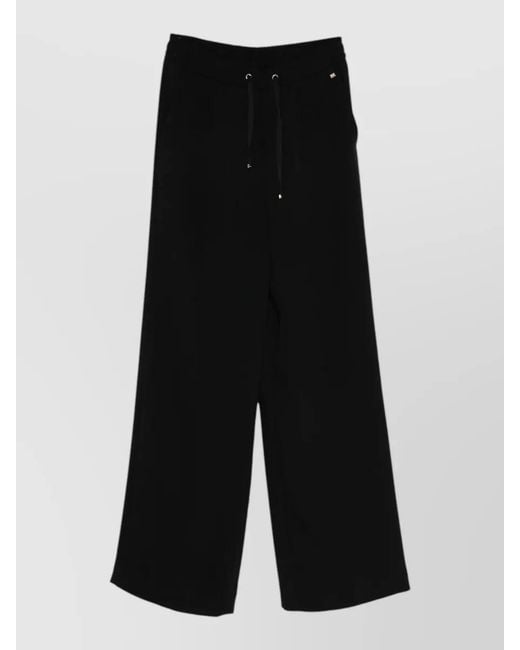Herno Black Trousers Side Pockets Wide Leg Design