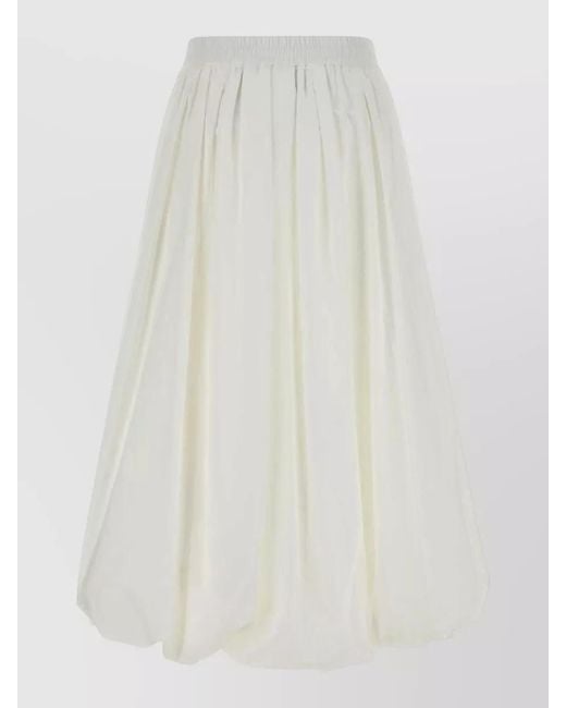 Weekend by Maxmara White Poplin Nuvole Skirt Balloon Silhouette Pleated