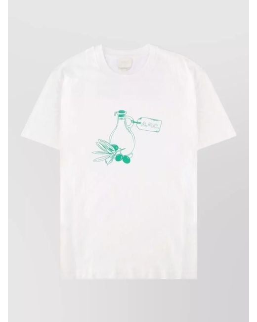 A.P.C. White Graphic Logo Crew Neck Short Sleeve T-Shirt for men
