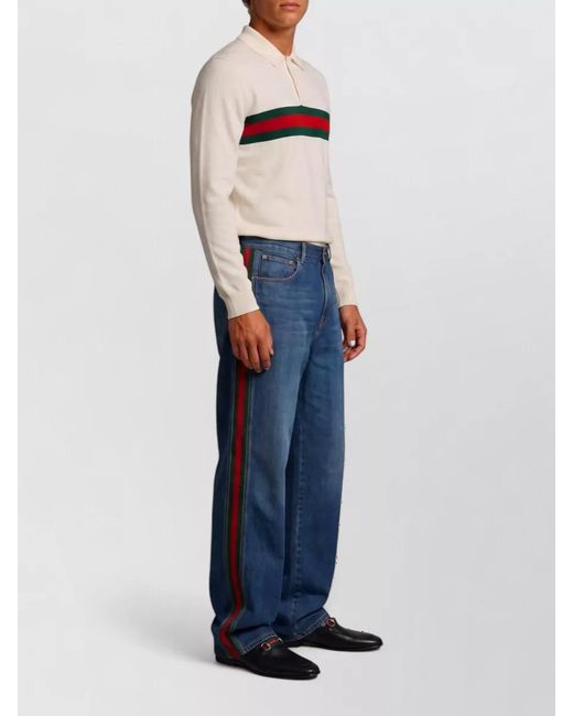 Gucci Blue Denim Low-Rise Wide-Leg Relaxed-Fit Jeans for men