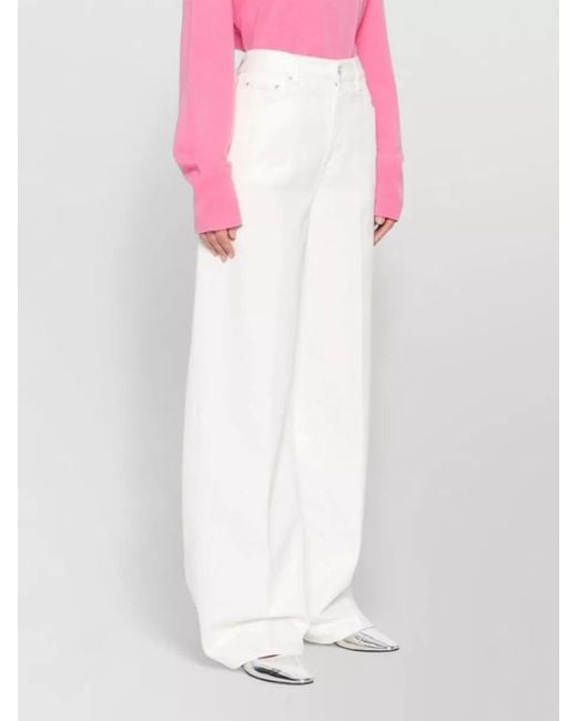 Totême White High Waist Wide Leg Denim Pants