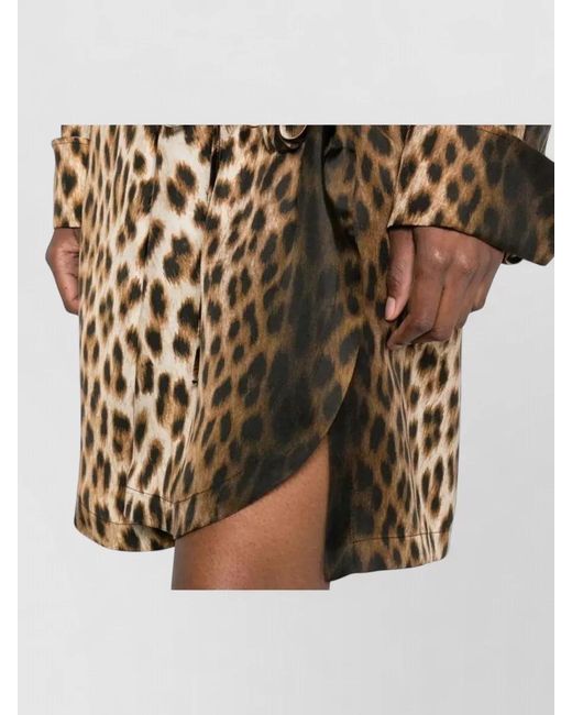 Sportmax Natural Silk Leopard-Print Lace-Trim Knot-Detail Midi Dress