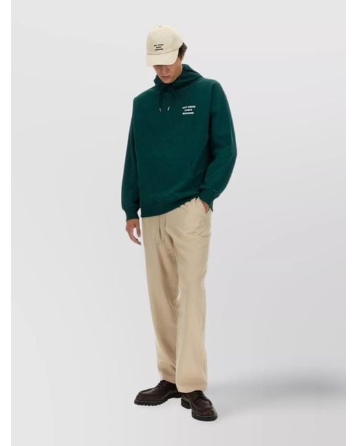 Drole de Monsieur Green Cotton Relaxed-Fit Hoodie for men
