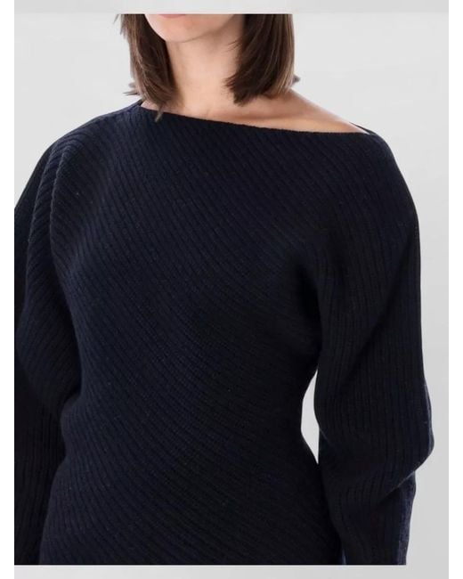 Alberta Ferretti Blue Merino Cashmere Knit Top Long Sleeves