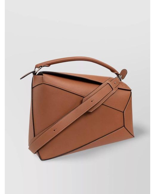 Loewe Brown Calf Leather Puzzle Edge Large Shoulder Bag for men