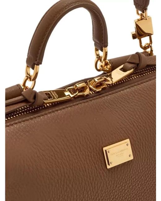 Dolce & Gabbana Brown Vitello Odissea Vintage Leather Shoulder Bag
