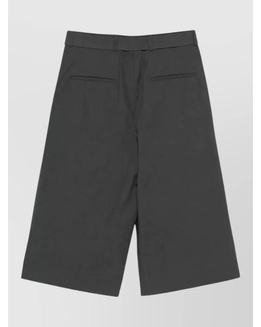 Dries Van Noten Gray Belted Cotton Poplin Tailored Bermuda Shorts for men