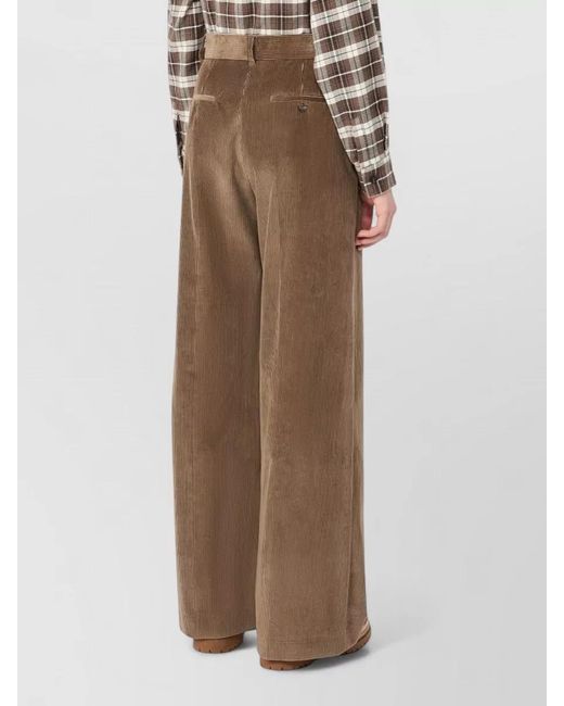 Weekend by Maxmara Brown Cotton Regular-Fit Wide-Leg Corduroy Trousers
