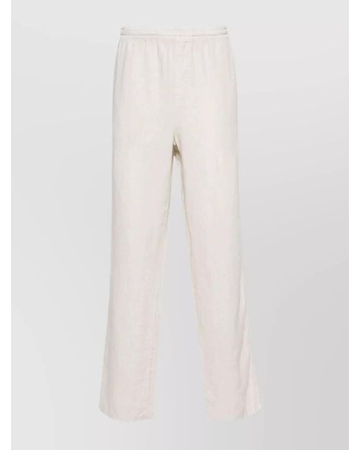 Aspesi White Elastic Waistband Wide Leg Trousers for men
