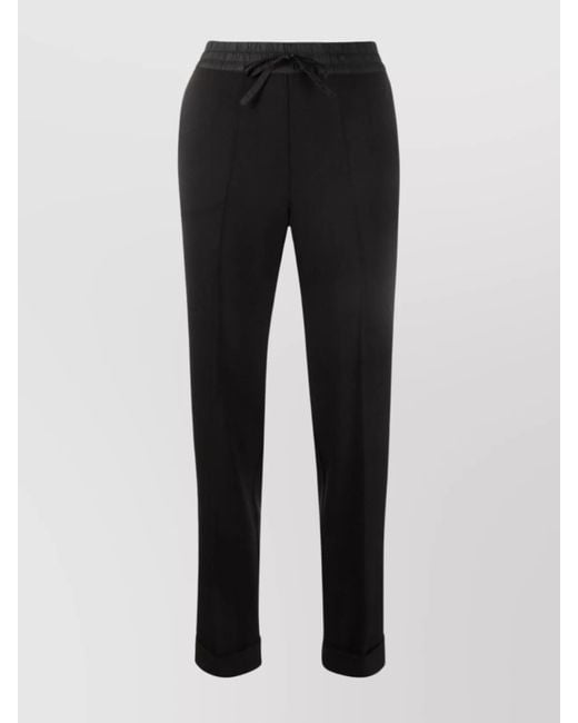 P.A.R.O.S.H. Black Wool Drawstring Straight-Leg Tailored Trousers