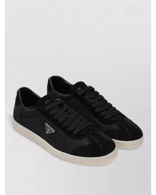 Prada Black Low Top Sneakers Round Toe Rubber Sole for men
