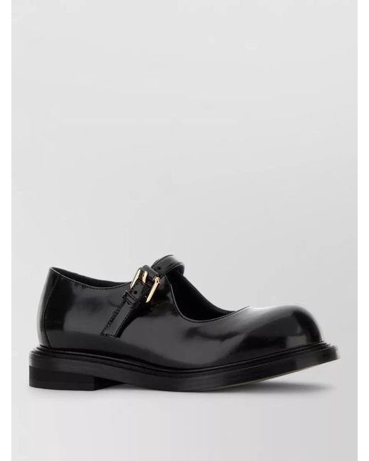 Moschino Black Olivia Leather Ballerinas Glossy Finish Design