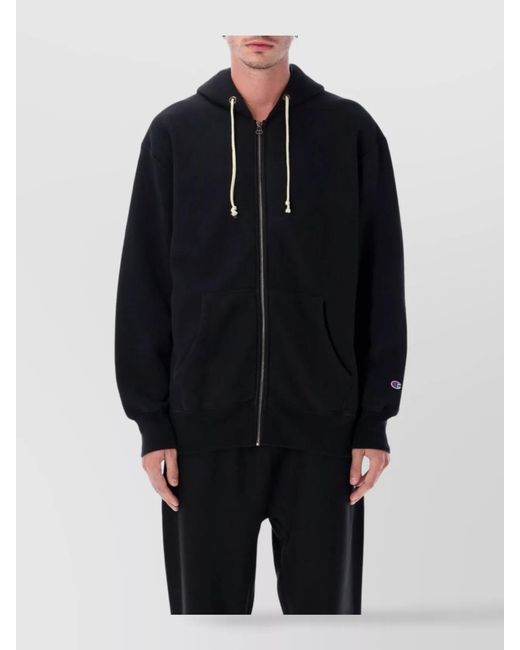 Champion Blue Cotton-Blend Oversized Zip-Up Hoodie for men