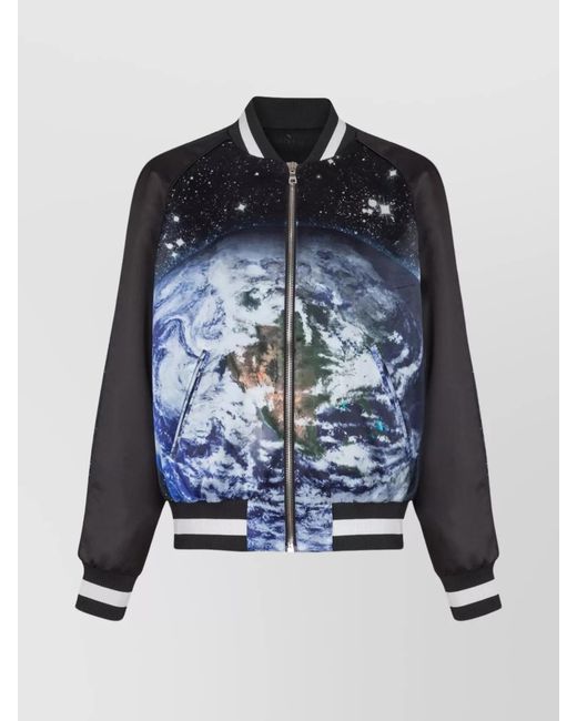 Balmain Blue Printed Bomber Jacket for men
