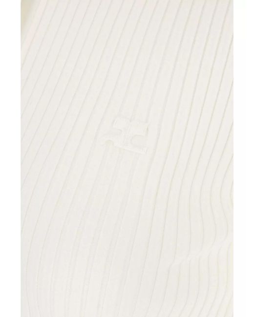 Courreges White Cotton Polo Top