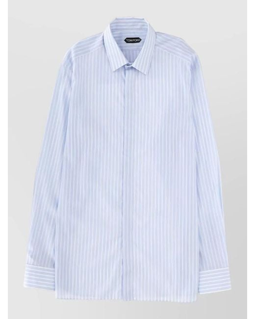 Tom Ford Blue Striped Cotton Shirt for men