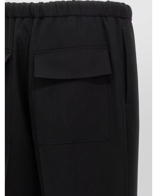 Jil Sander Black Straight Leg Pants Elastic Waistband Pleats for men