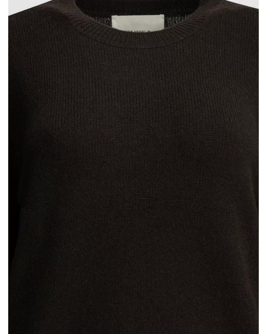 Lisa Yang Black Crew Neck Ribbed Knit Long Sleeve Top