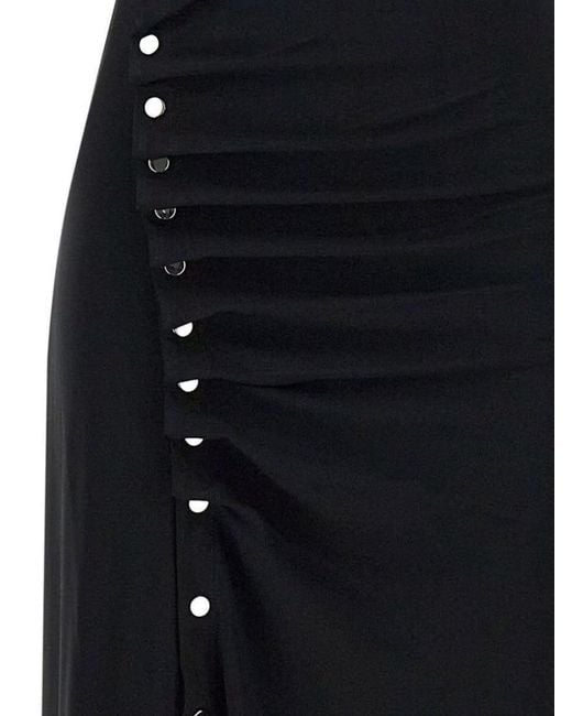 Rabanne Black Jersey Dress With Asymmetrical Cut And Side Slit