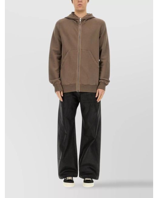Rick Owens Natural Drawstring Hoodie With Kangaroo Pocket for men