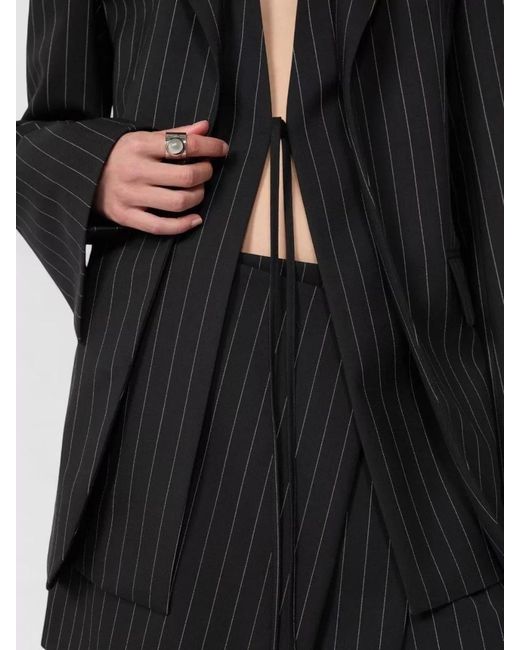 Sportmax Black Wool Blend Embroidered Double-Breasted Blazer
