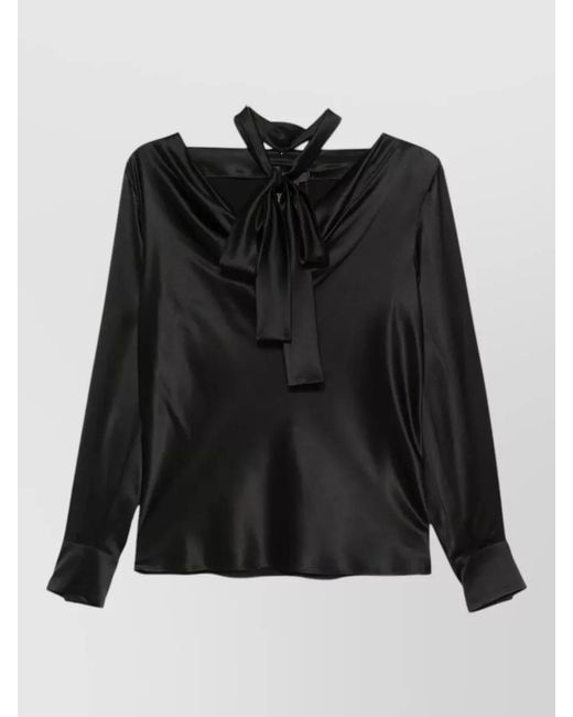 Max Mara Black Silk Neck Scarf Blouse