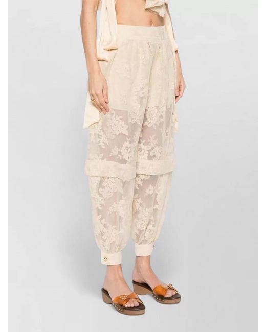 Zimmermann Natural Lace Panelled Cropped Harem Trousers