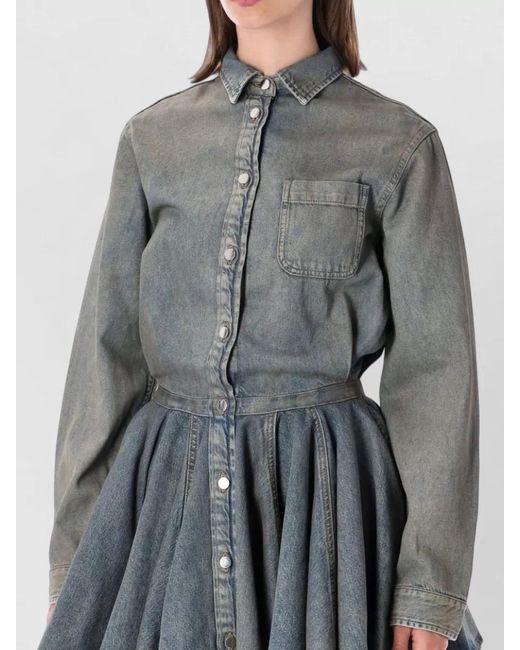 Haikure Gray Denim Shirt Mini Dress