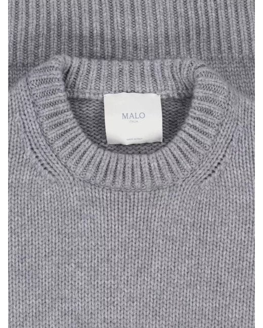Malo Gray Crew Neck Knit Long Sleeve Top