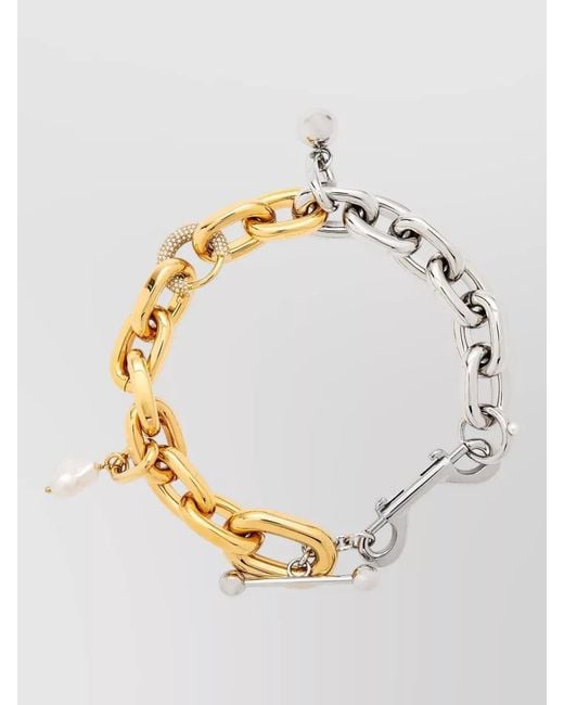 Rabanne Metallic Mixed Metal Chain Bracelet And Pearls
