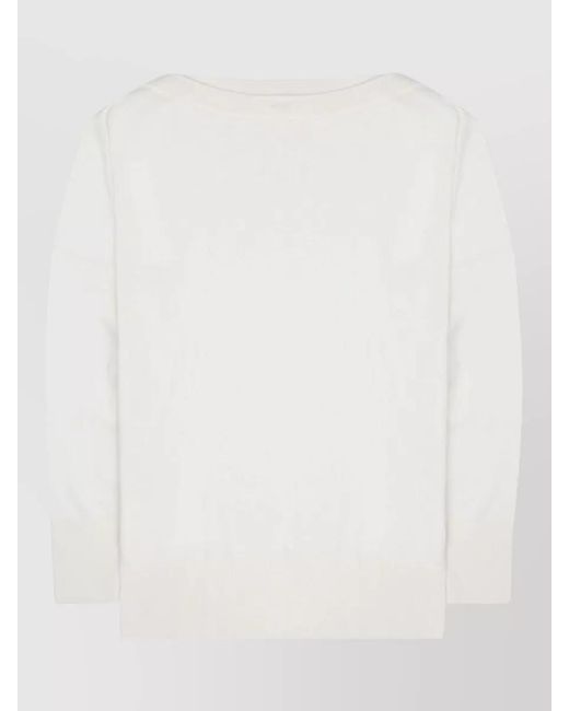 P.A.R.O.S.H. White Knitwear Sweater Soft Texture Cuffs Hem