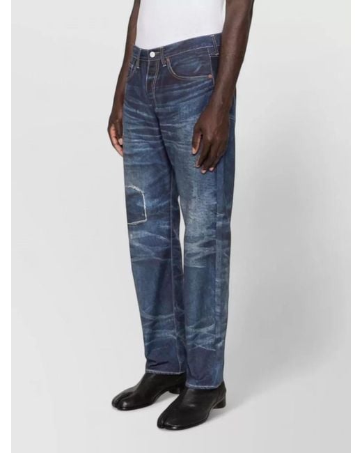 Junya Watanabe Blue Cotton Nylon Denim Trousers Straight Leg Design for men
