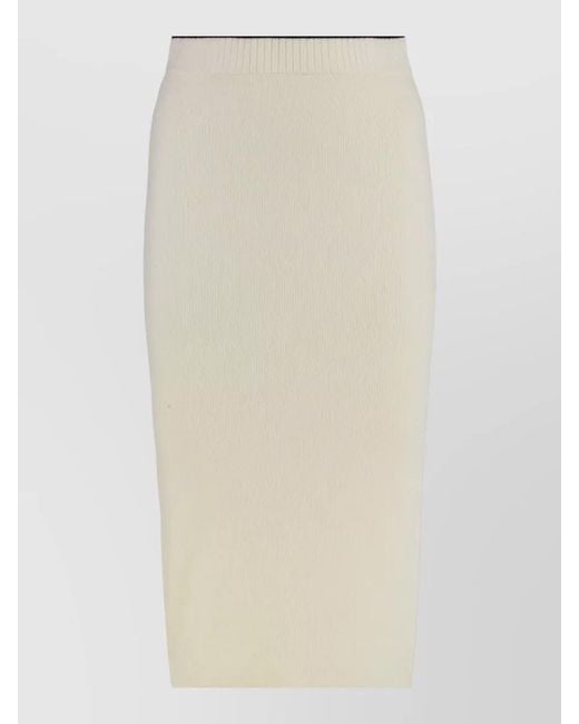 Pinko Natural Nuova Guinea Ribbed Knit Midi Skirt