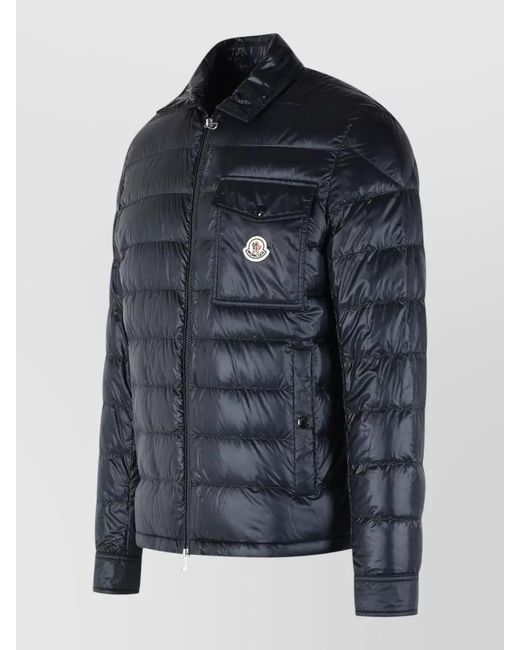Moncler Blue 'Mourillon' Polyamide Padded Shirt Jacket for men