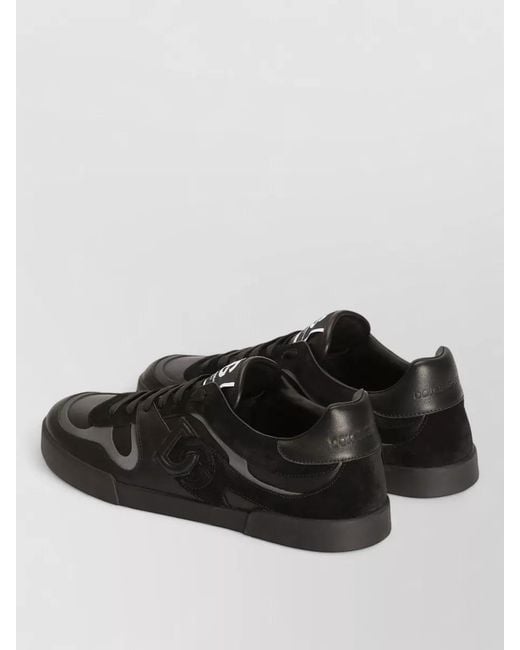 Dolce & Gabbana Black Lace Up Low Top Rubber Sole Sneakers for men
