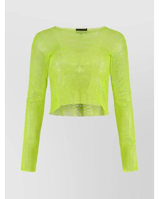 Santa Brands Green Open-Knit Rhinestone Top