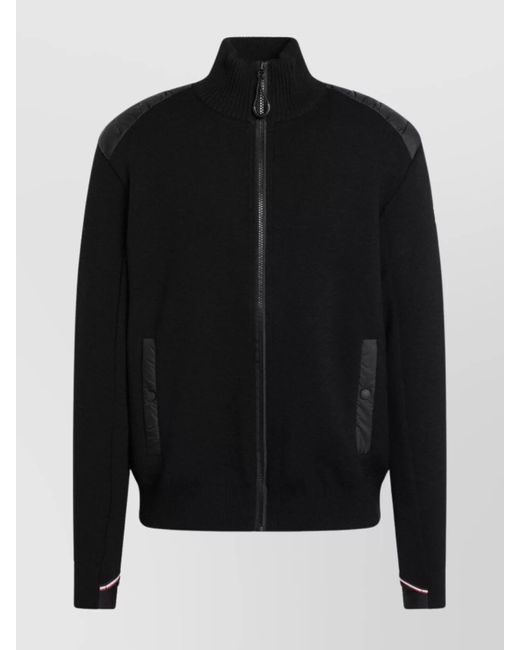 Moncler Zip Front Wool Cardigan With High Collar in Black for Men