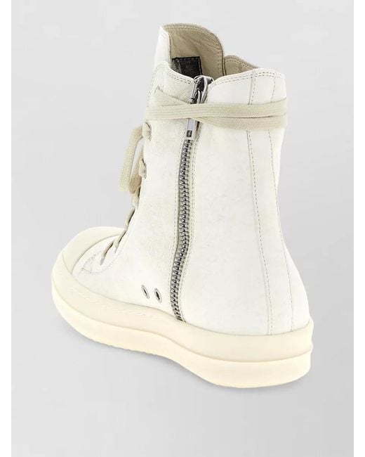 Rick Owens Natural High Top Nappa Leather Sneakers Boots for men