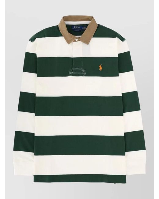 Polo Ralph Lauren Green Striped Cotton Polo Shirt for men