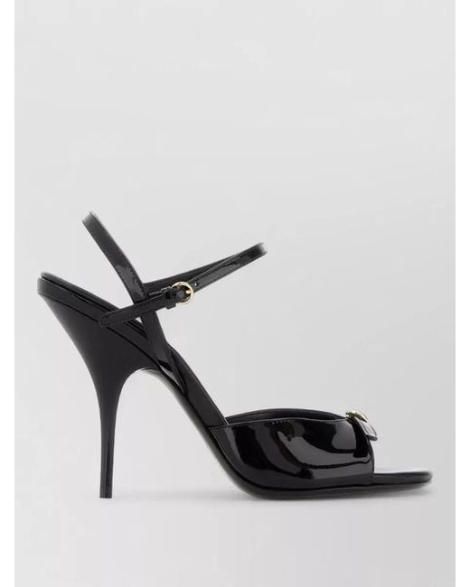 Miu Miu Black Leather Sandals Ankle Strap Open Toe
