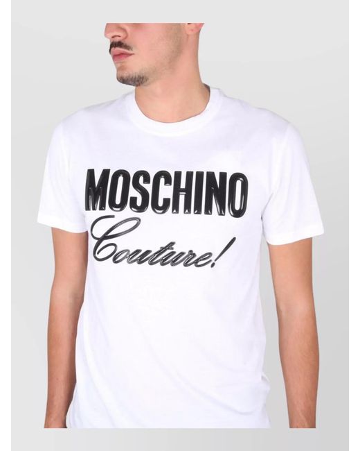Moschino White Logo Print Cotton Crewneck T-Shirt for men