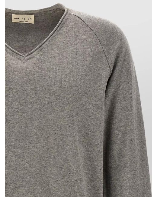 Ma'ry'ya Gray V Neck Knit Sweater Long Sleeves for men
