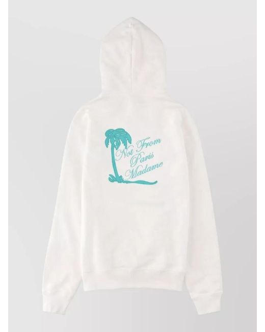 Drole de Monsieur White Palm Trees Slogan Hooded Sweatshirt for men