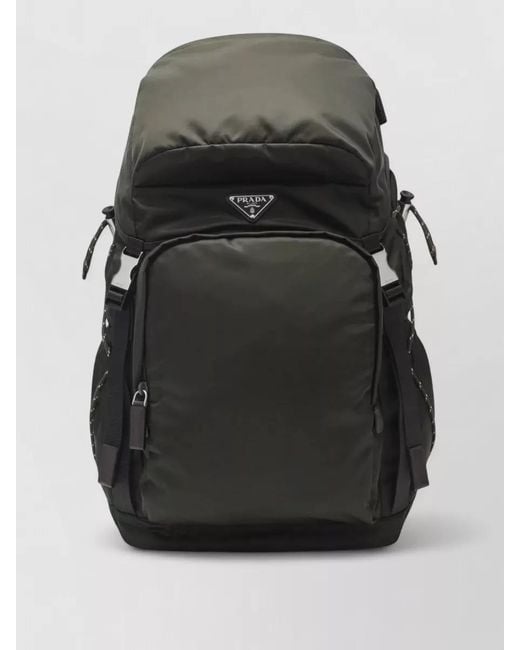 Prada Gray Backpack Adjustable Straps Front Pocket Handle for men
