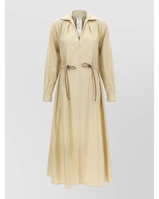 Max Mara Natural Mxmpedaggi Dress Elasticated Waist Long Sleeves