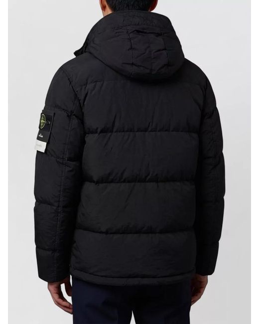 Stone Island Black Econyl Nylon Down Jacket for men