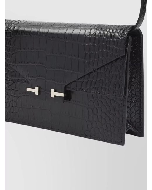 Tom Ford White Na Mini Leather Crocodile-Effect Shoulder Bag